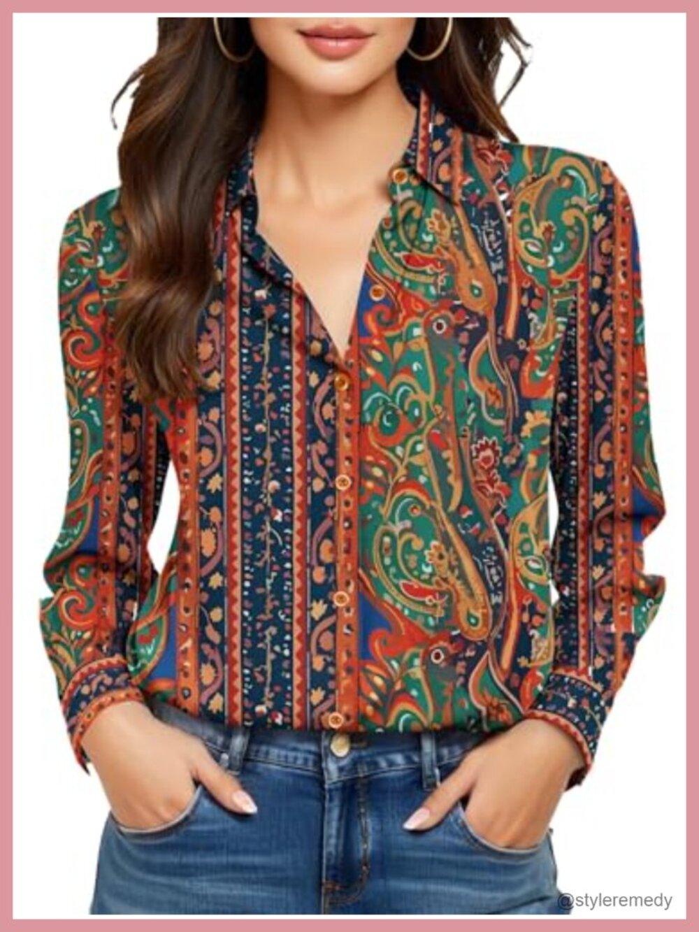 Womens Non-Iron Wrinkle-Free Button Down Long Sleeve Blouse